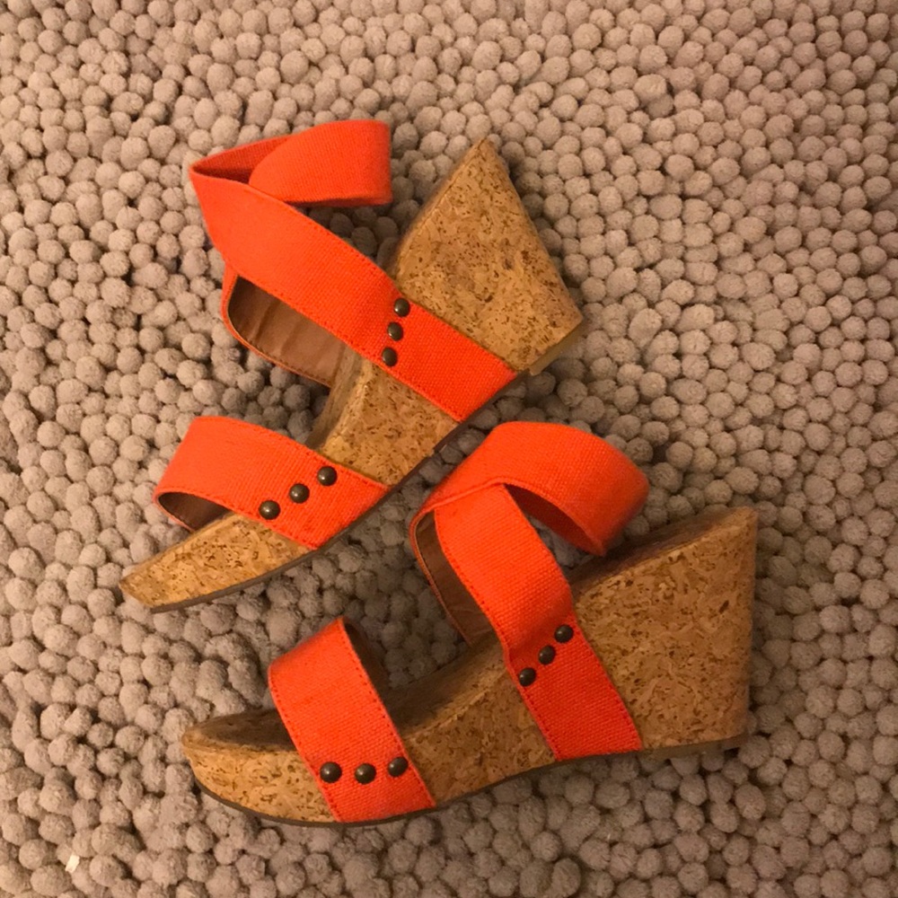 Orange summer wedges